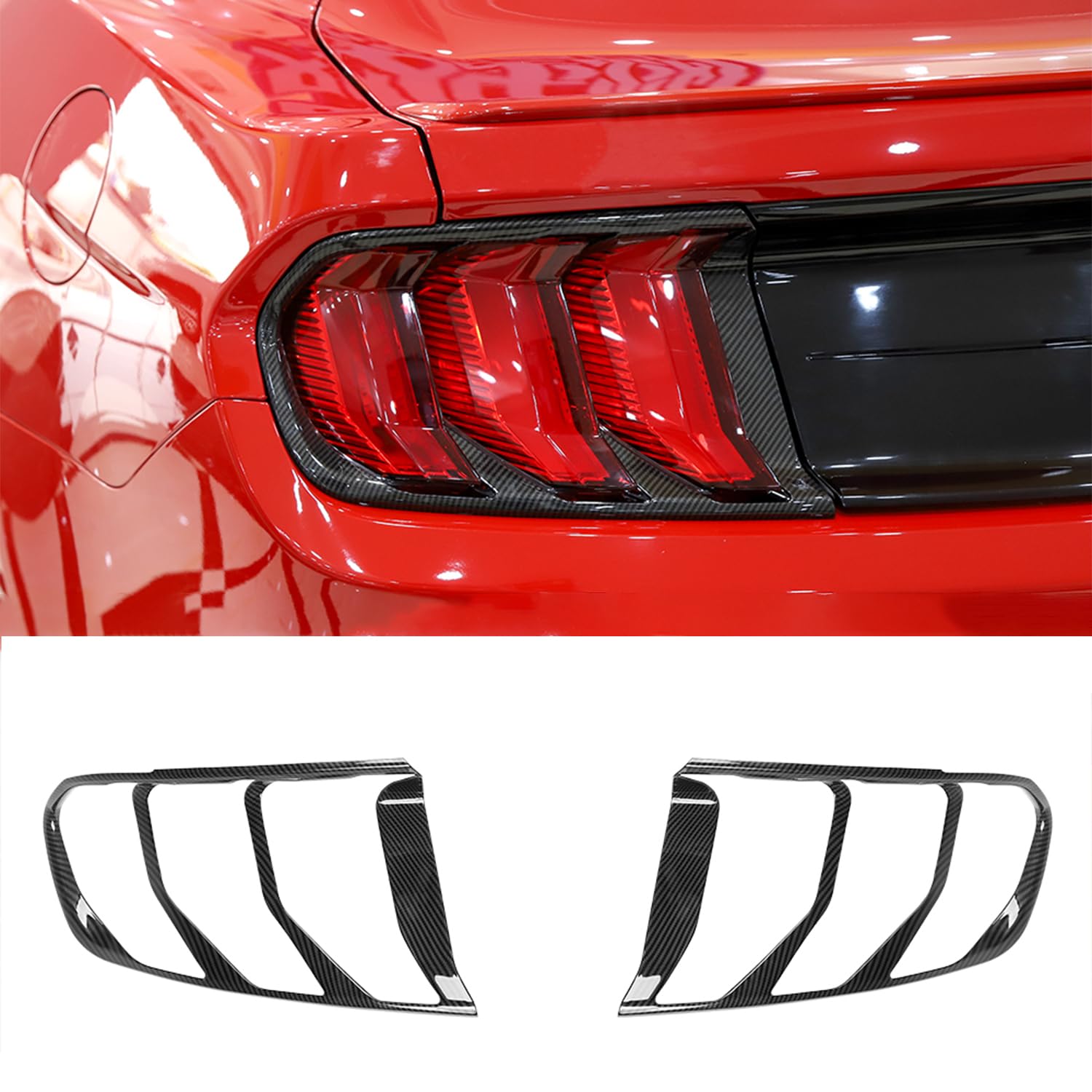 JeCar Carbon Fiber Tail Light Cover Bezel Trim Accessories for 2018-2023 Ford Mustang