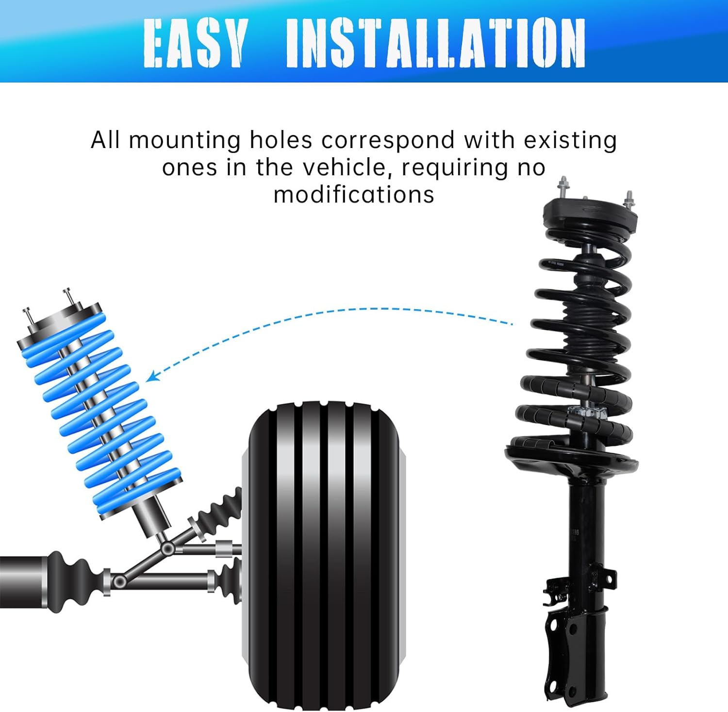 Rear Struts Assembly w/Coil Spring Shock Absorbers Replacement for 2002-2003 Toyota Camry Lexus ES300-171492-171493,Set of 2
