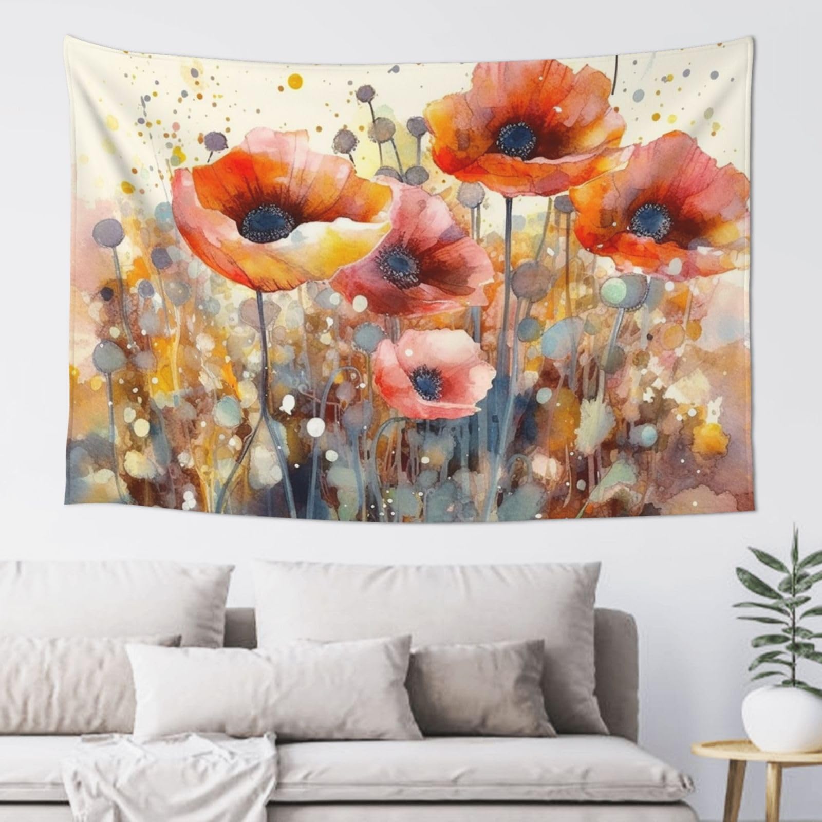 FodPand Watercolor Red Flowers Tapestry for Bedroom Aesthetic, Wall Hanging Tapestries Art Decor Backdrop Wall Tapestry for Dorm Living Room Funny Poster Party Banner Background 40" X 60"