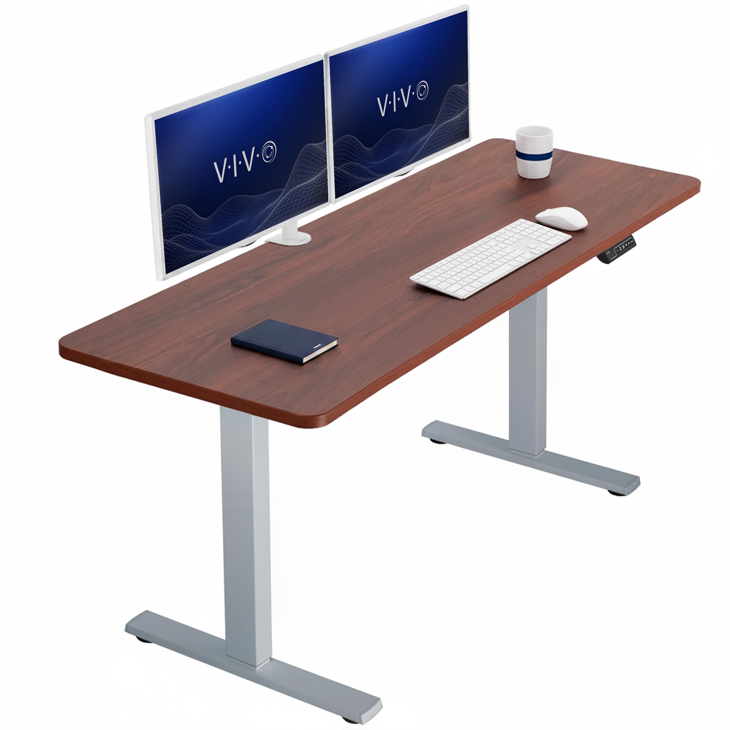 VIVO Dark Walnut 60 x 24 in Standing Desk, DESK-KIT-1G6D