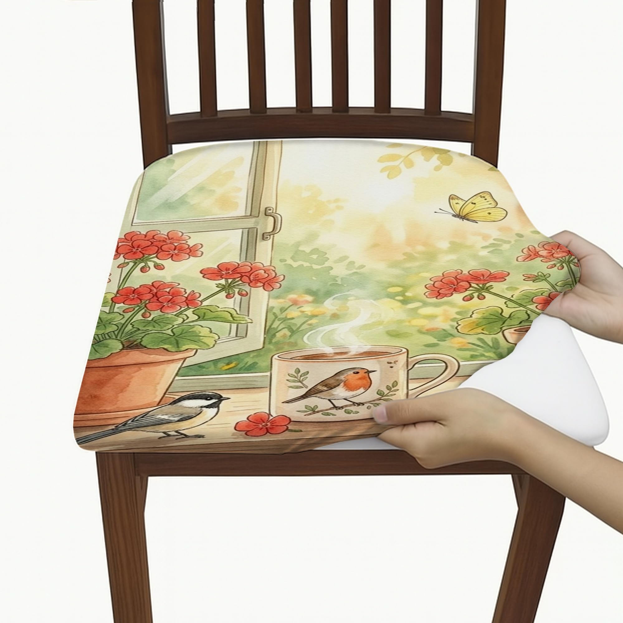 Housses de chaise en élasthanne motif floral vert pour protéger et rénover vos sièges