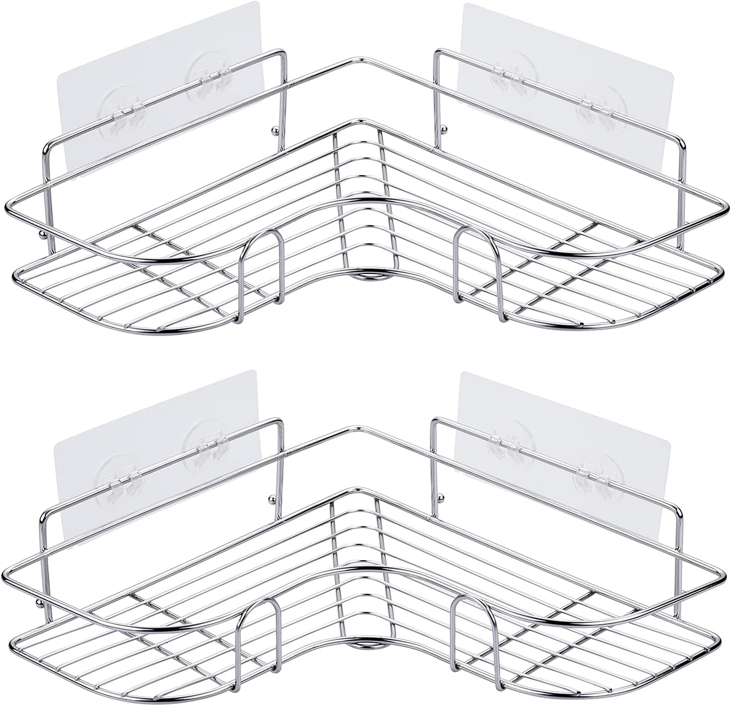 LAIGOO Adhesive Corner Shower Caddy Hanging, SUS304 Stainless Steel, No Rust Bathroom Shelves Wall Mounted Shower Shelf for Shower Organizer/Bathroom Organizer and Storage, 2 Pack