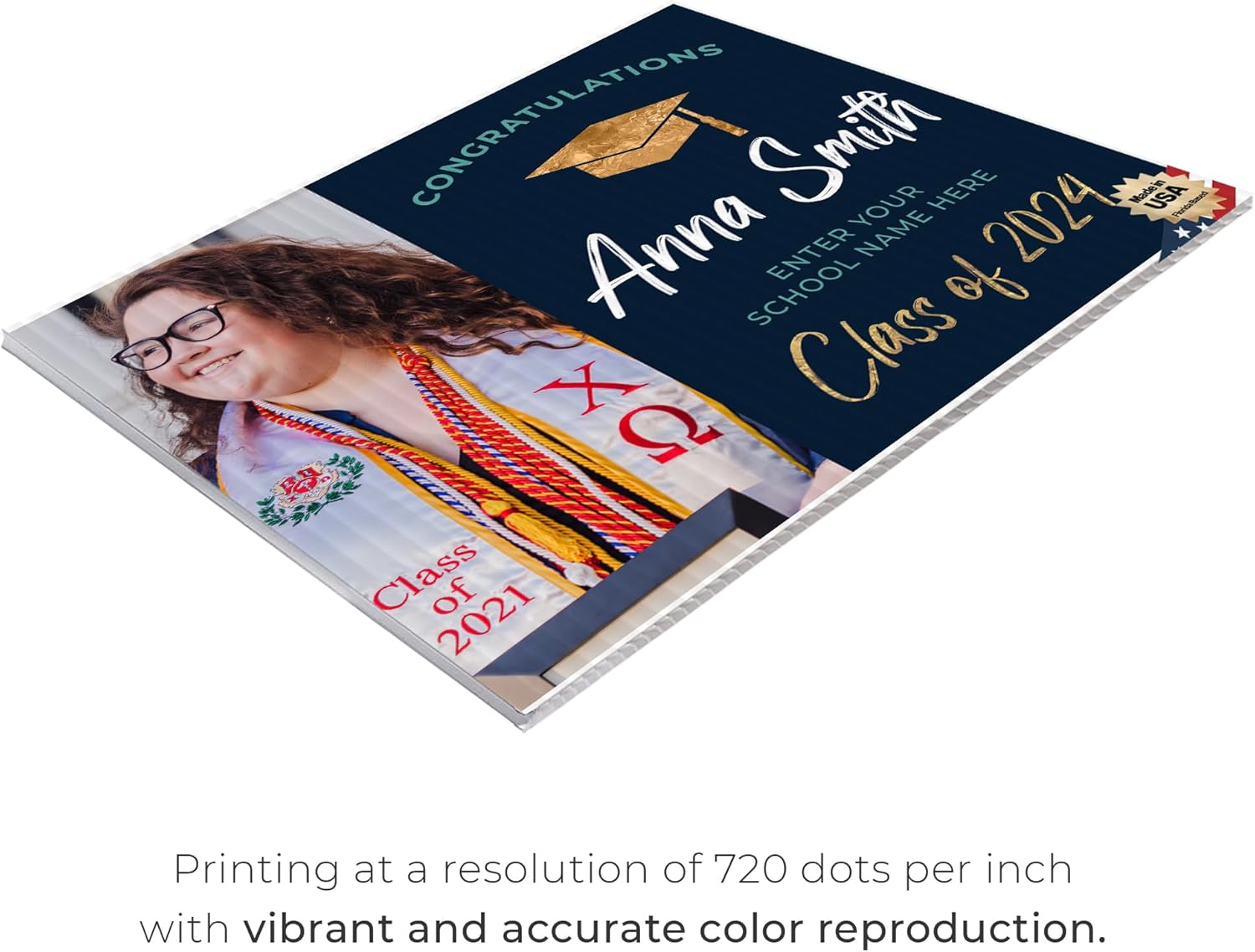24"x18" Personalized 2024 Graduation Yard Sign, Custom Graduation Sign with Photo Print and Text, Class of 2024 Graduation and Congratulation Decorations, Corrugated Yard Signs (Design 7)