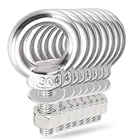 Vista 7 de Pernos de ojo de elevación para hombro, tornillo Ekunbuy 304 de acero inoxidable, pernos de ojo roscados de elevación resistente con arandelas