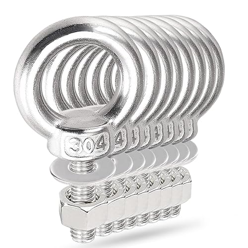Miniatura 7 de Pernos de ojo de elevación para hombro, tornillo Ekunbuy 304 de acero inoxidable, pernos de ojo roscados de elevación resistente con arandelas