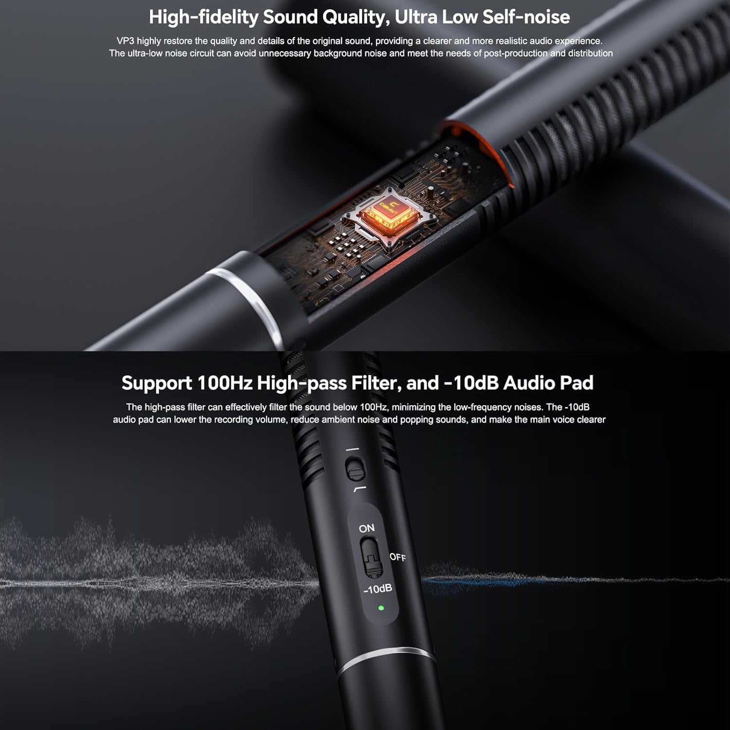 COMICA VP3 XLR Shotgun Microphone Compatible with Camera/Cinema Camera,Super Cardioid Directional Condenser Mic for Video Shooting, Location Sound, Live Streaming, Report and Podcasting