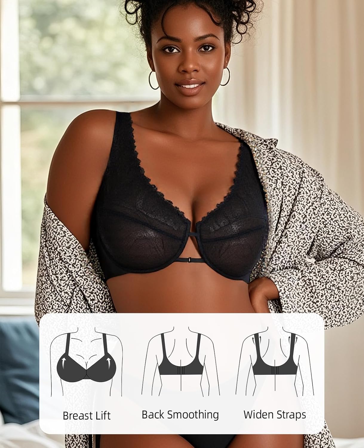 Minimizer Jelly Bras for Women Full Coverage See Through Sheer Lace Bra Mesh Unlined Bralette - Image 6