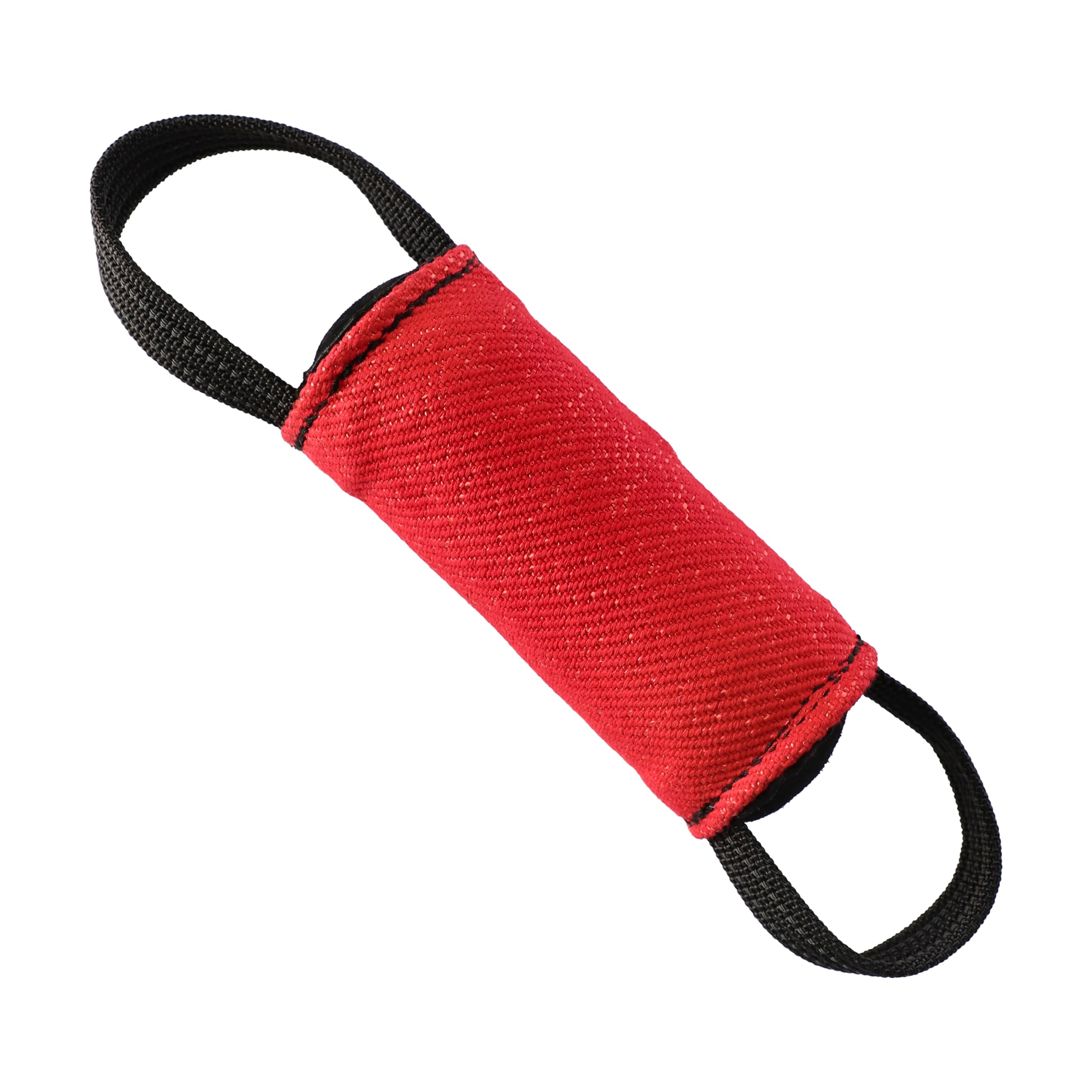 DINGO GEAR Dog Training Tug Toy Cylinder-Shaped Dummy for IGP, Bite Lessons, Dog Sports, Retrieve, Tug of War, Play, 2 Handles, Red Nylcot 15 x 6 cm (S02809)