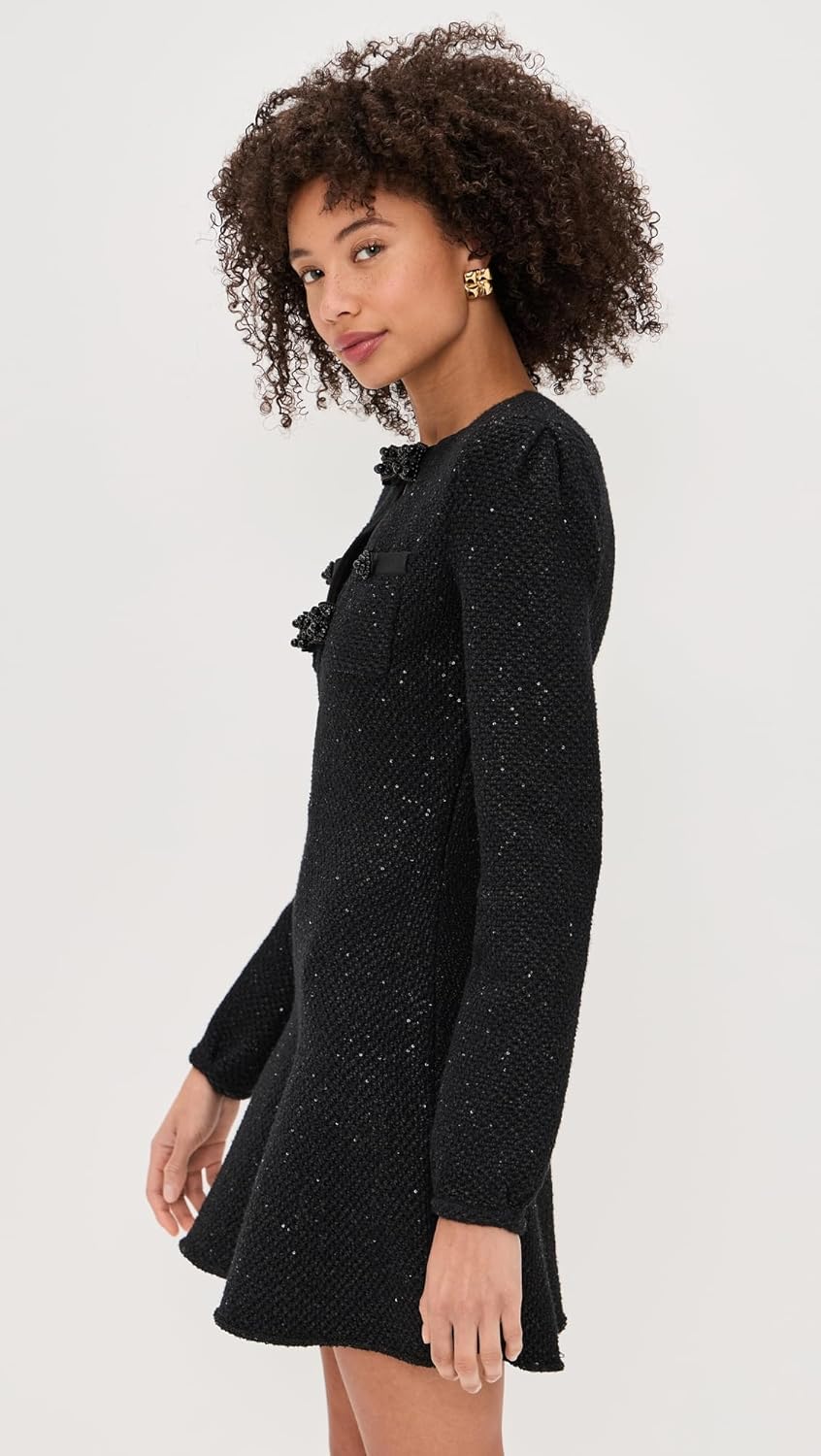 Self Portrait Women's Black Sequin Knit Mini Dress - Image 5