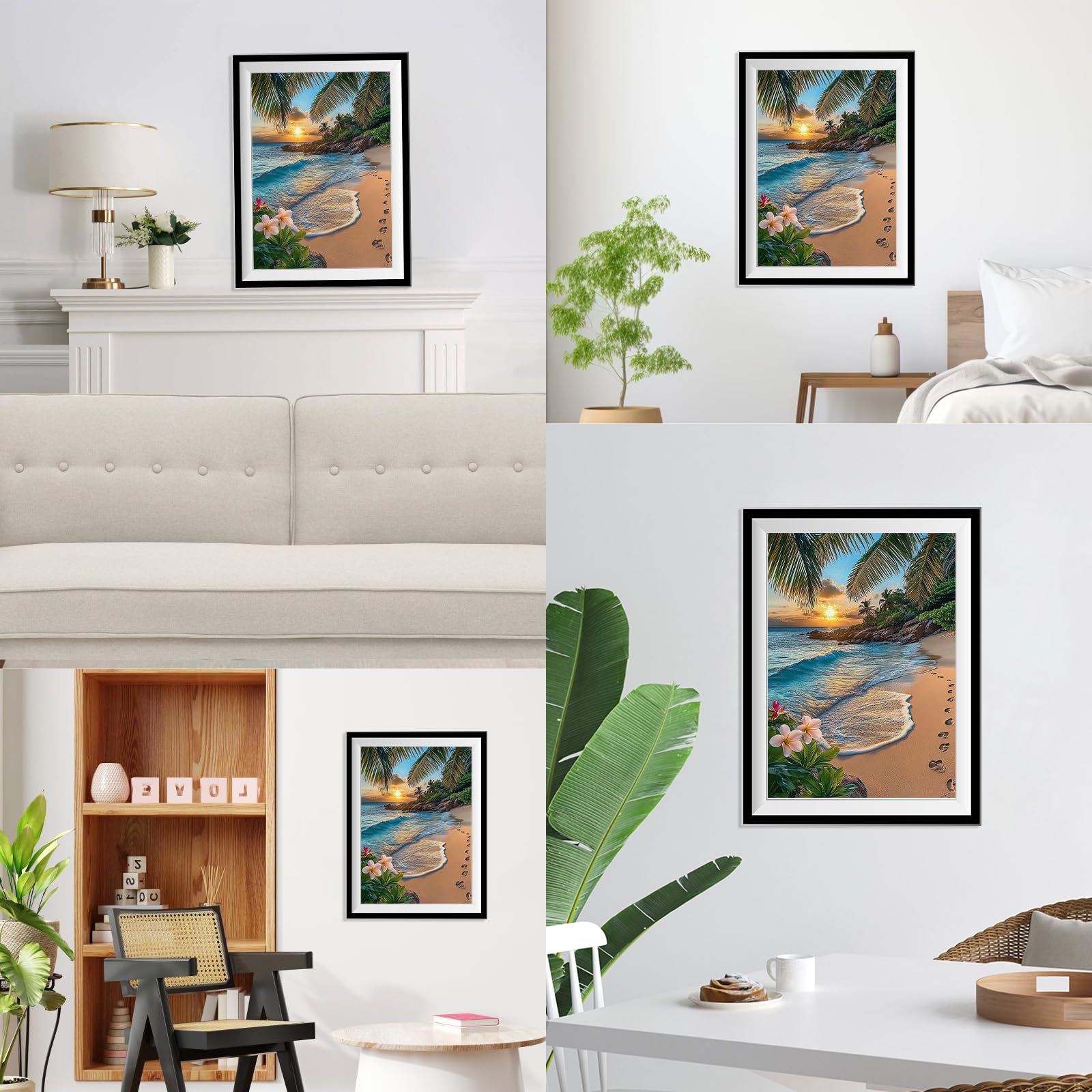 NEWENMO 5D Beautiful Beach Diamond Painting Kits for Adults,Palm Trees and Flowers Diamond Art Kits,DIY Full Drill Crystal Embroidery Gifts,Diamond Art Craft,for Living Room Home Wall Decor-30x40cm - Image 3