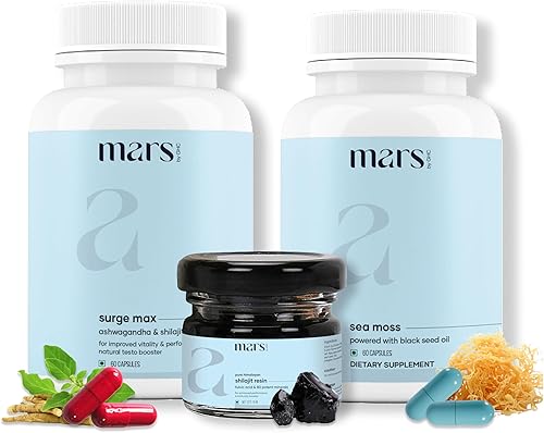 Miniatura 9 de Mars by GHC Performance Plus Combo  Tapas Surge Max, resina pura de Shilajit del Himalaya, cápsulas de semillas negras y musgo marino natural  Apoya