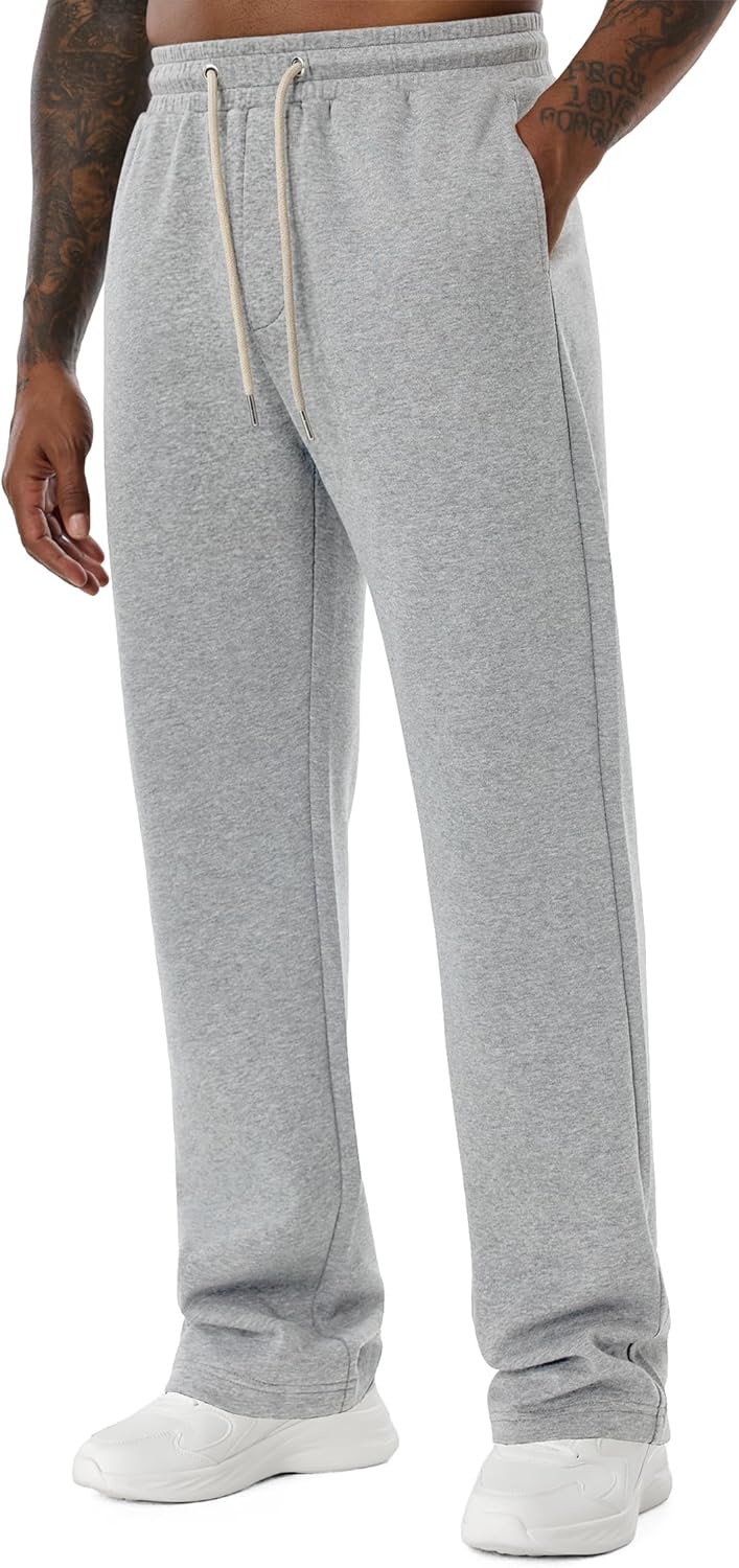 Men's Baggy Sweatpants Wide Leg Lounge Drawstring Open Bottom Sweat Pants with Pockets