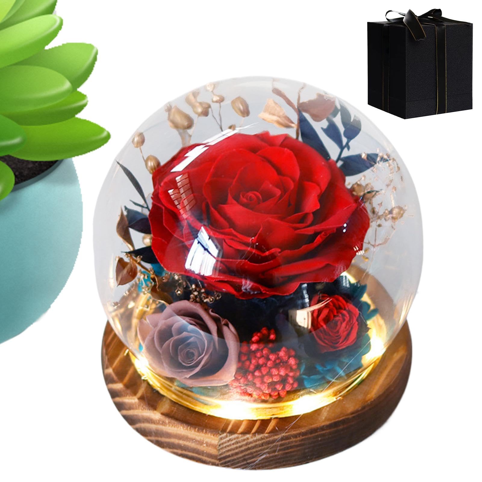 Décoration de chambre esthétique avec fleurs éternelles sous cloche de verre