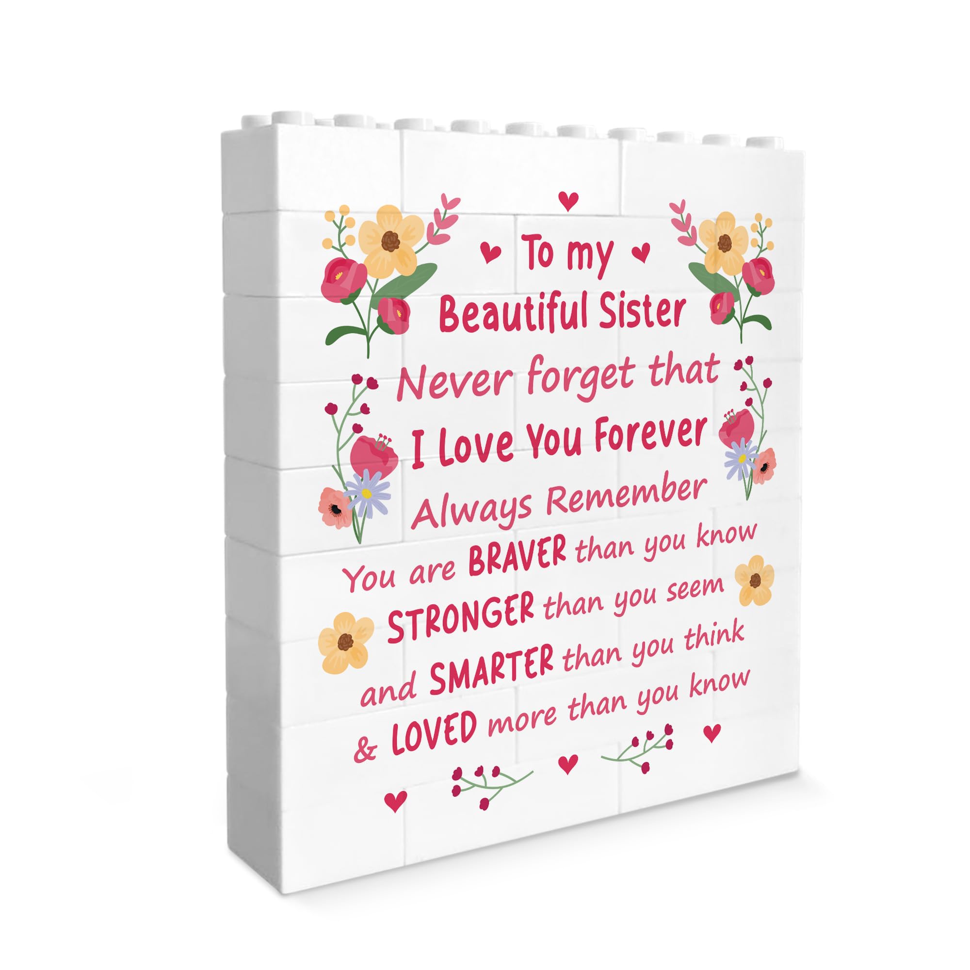 Red Ocean Braver Stronger Beautiful Building Block Sister For Birthday Christmas For Sister Puzzle Thank You Keepsake Her