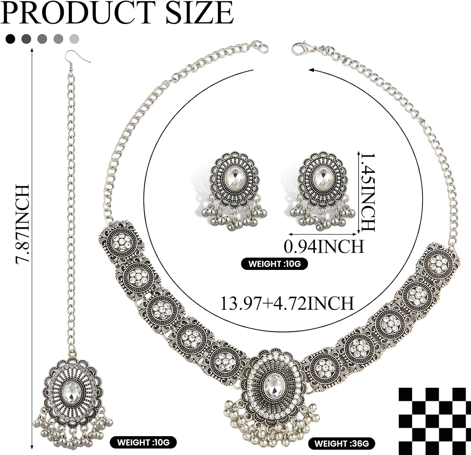 Quelay 3 Pcs Indian Jewelry Set for Women Traditional Kundan image 2