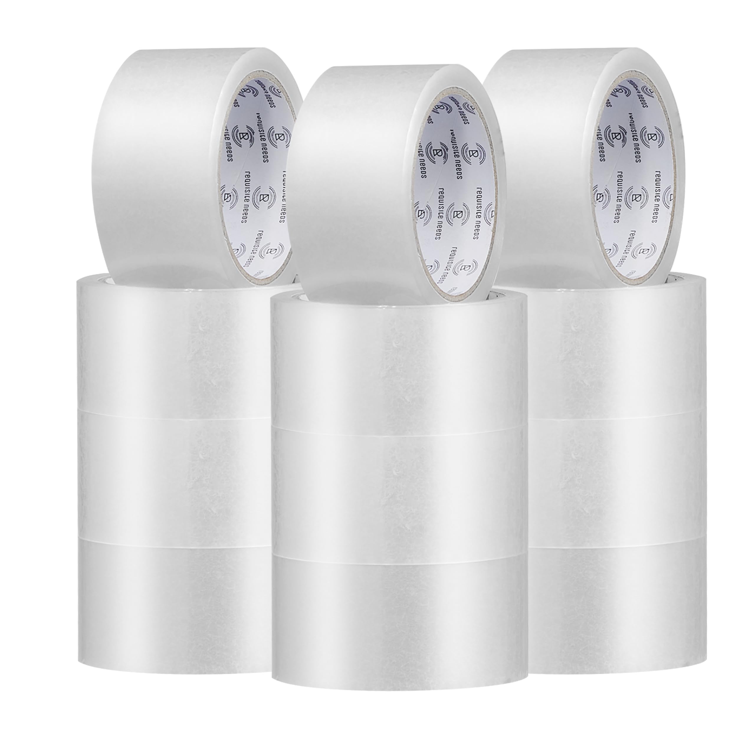 REQUISITE NEEDS Heavy Duty Strong Packaging Tape, Great For Packing, Shipping & Moving, 12 Rolls (48mm x 66m) For Industrial and House Hold Uses (Clear)