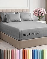 Vista 71 de Juego de sábanas de tamaño California king, transpirables, refrescantes, con esquinas extraprofundas de 18-24 pulgadas, de ajuste fácil