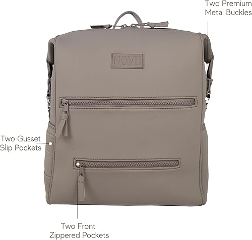 Miniatura 2 de NO.VII Mochila para pañales con cambiador, correas para cochecito, bolsa aislada para botellas, funda de equipaje, neopreno