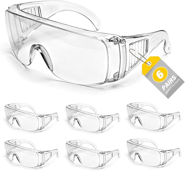 Safety Lunettes sur les lunettes, ANSI Z87.1 Gants de sécurité sur les lunettes, lentille en polycarbonate résistant aux chocs