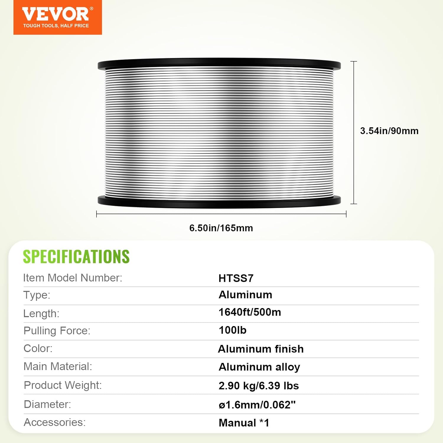 VEVOR 16 Gauge Aluminum Wire for Electric Fencing, 1640Ft 500M Electric Fence Wire, Portable Fencing Wire, 1.6mm Diameter Aluminum Alloy for Higher Conductivity and Rust Resistance, for Horse, Cattle,