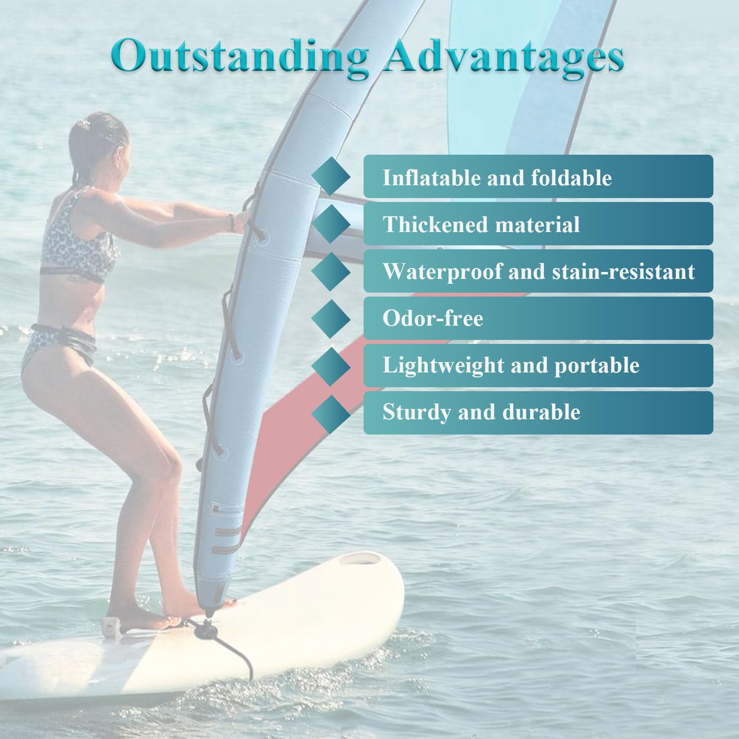 Tabla de Paddle Surf de Tela Oxford + Vela de Windsurf de PVC, Tabla de Windsurf Independiente, Vela de Windsurf Inflable Profesional para Adultos de 4,35 m × 1,88 m