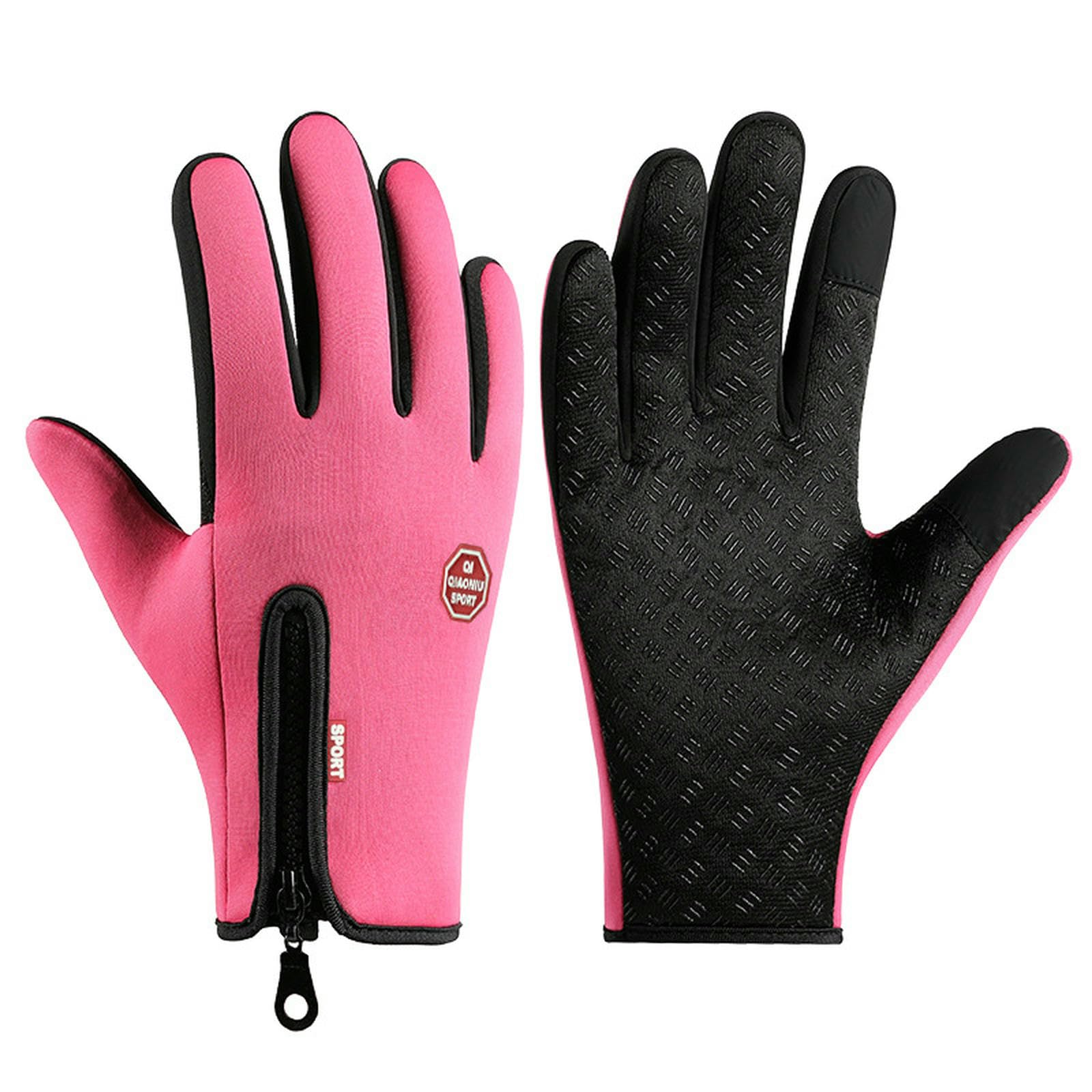 Guantes de pantalla táctil para mujer con forro térmico suave de lana rosa M