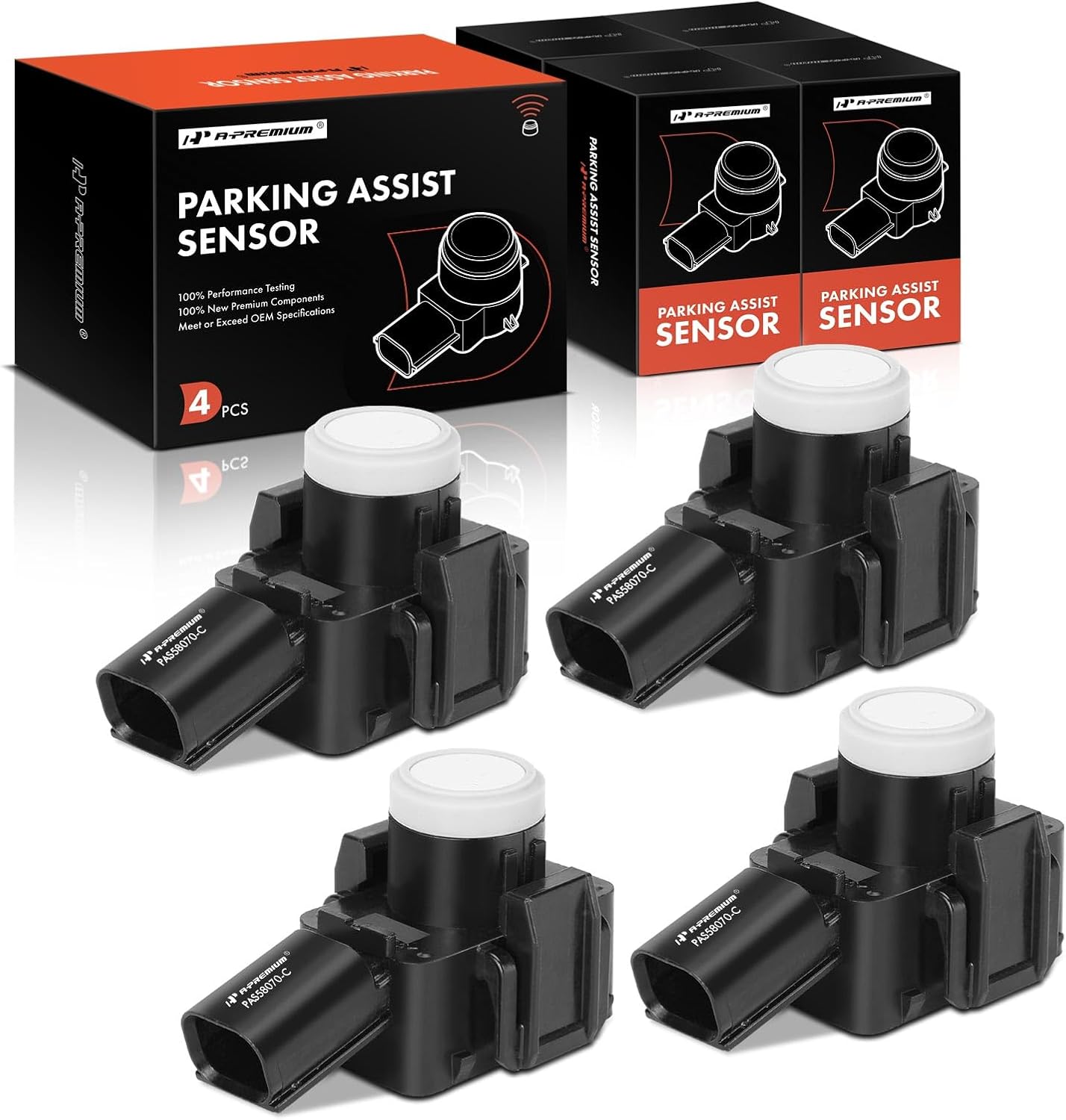 A-Premium 4-PC Front Reverse Backup Parking Assist Sensor Compatible with Toyota Prius 2016-2018, Prius Prime 2017-2018, 1.8L, Replace # 8934158070