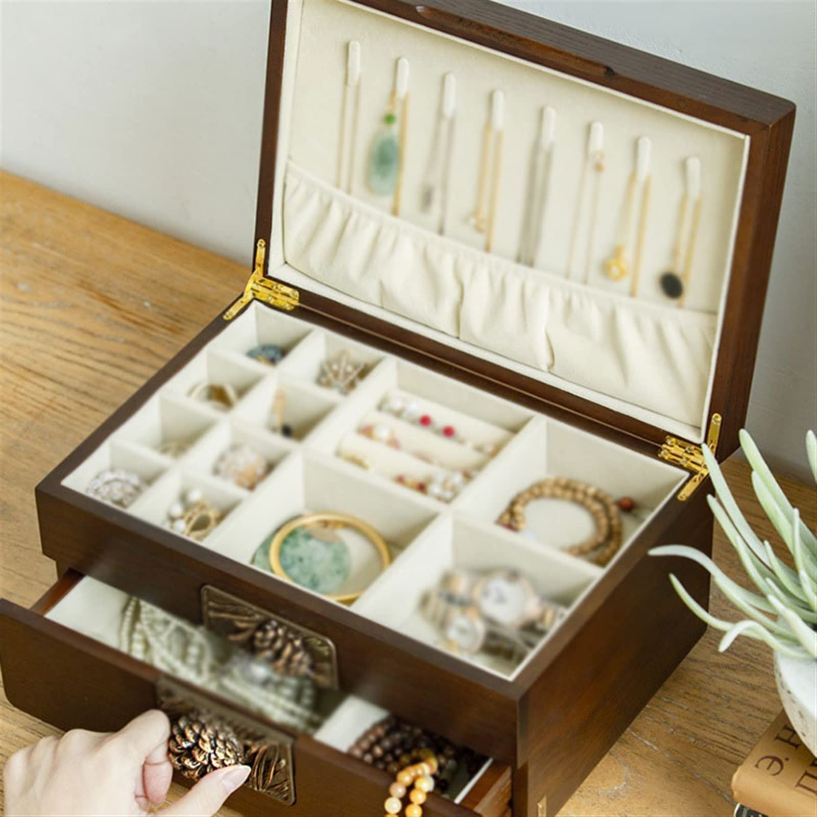 Schmuckkästchen/Schmuckkasten Aufbewahrungsbox for Halsketten, Ohrringe, große Kapazität, Sortierbox aus Holz, hochwertige Schmuckschatulle, Geschenk