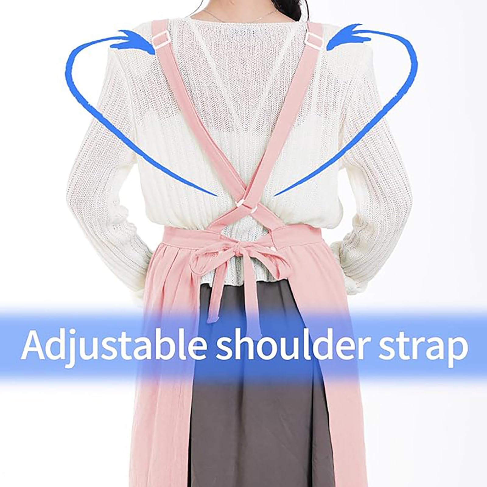 Grembiule da cucina da donna in cotone e lino, con incrocio sul retro, con tasche, per cucinare, cuocere, giardinaggio, pittura