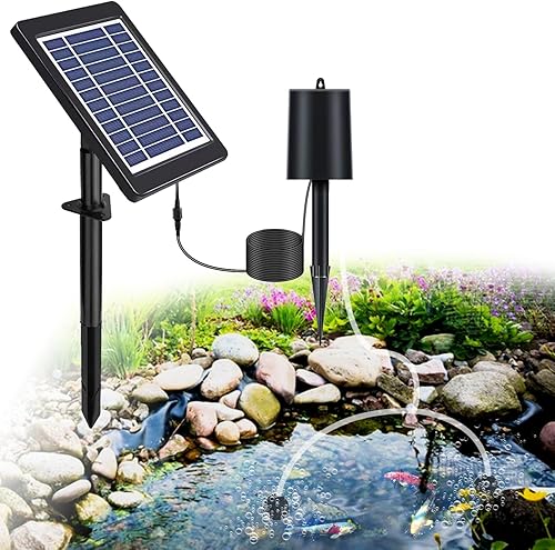 Lewisia Kit de bomba de aire aireador de estanque solar de 4 W con manguera de aire y piedras de burbujas 3 modos de trabajo Oxigenador de burbujas