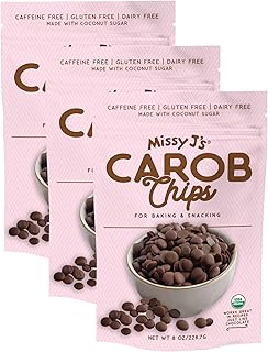 Missy J's Organic Carob Chips 3 Pack | Carob Made w/Coconut Sugar, Vegan...