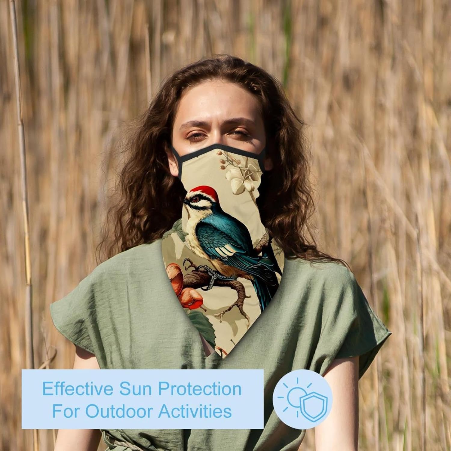 4 Pack Woodpecker Neck Gaiter, Cooling Breathable Face Mask UV Protection Scarf Hiking Bandana for Men/Women