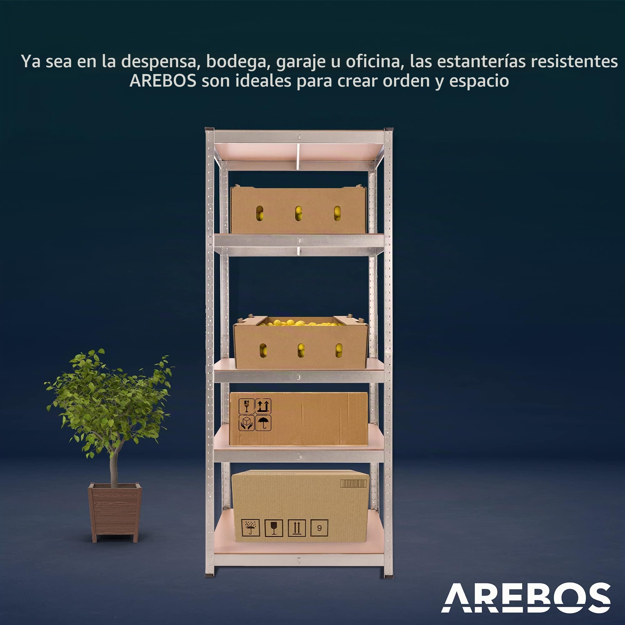 Arebos Estanteria Metalica | Estanterias Almacenaje 180x75x45cm | 875 kg | Estanterías Metálicas | Estanterias Metalicas Almacenaje | 5 Baldas | 2 Unidades