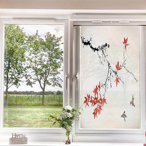 Miniatura 4 de Película japonesa para ventana, privacidad, ramas de árbol de Sakura en flor de cerezo, romántica temática primaveral, imagen de acuarela,