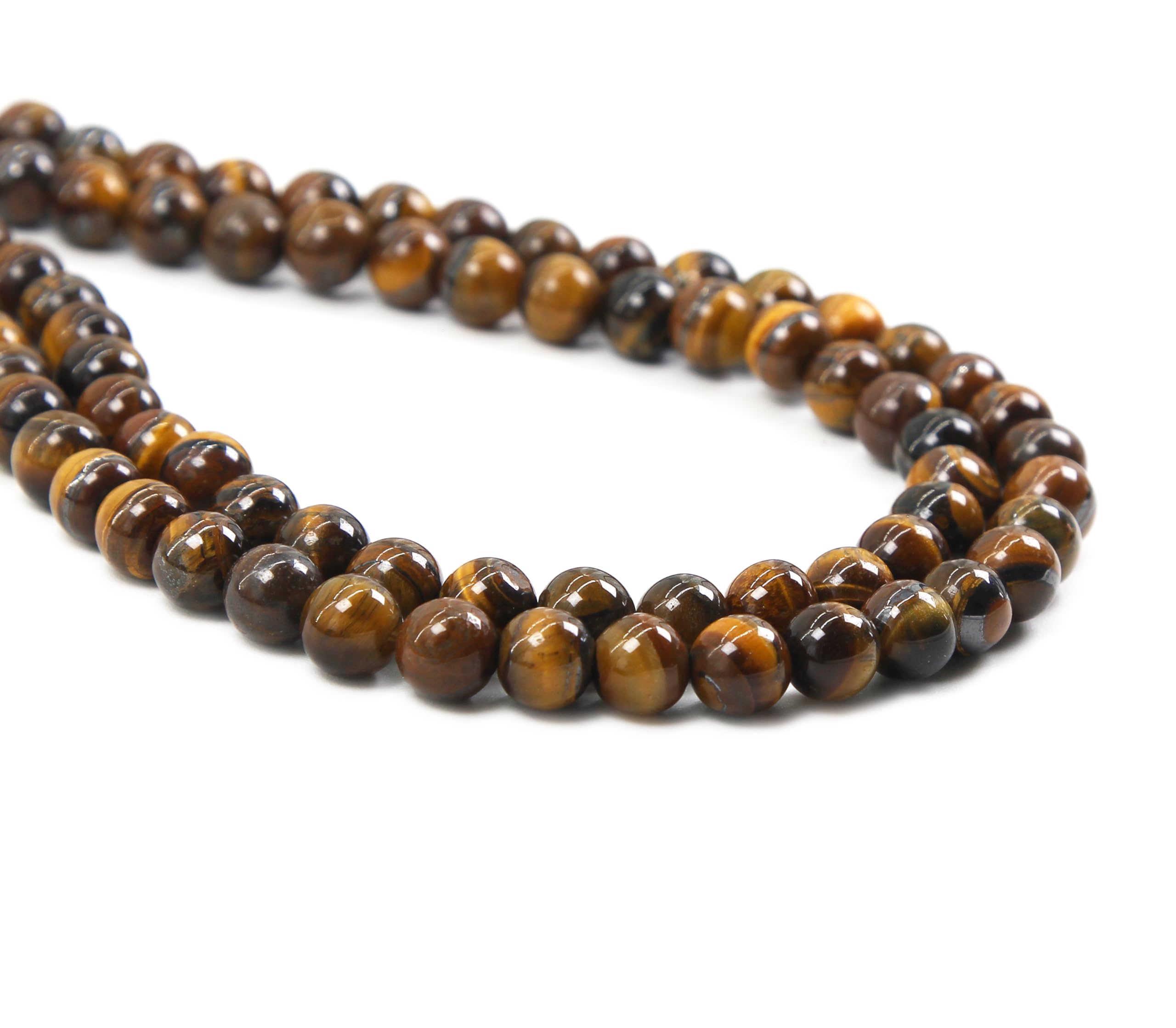 Qiwan 35PCS 10mm Yellow Tiger Eye A Grade Gemstone Loose Beads Natural Round Crystal Energy Stone Healing Power for Jewelry Making 1 Strand 15" 3