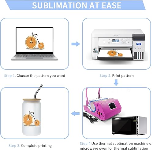 Miniatura 2 de Vasos de vidrio de sublimación con tapa de bambú y pajitas, 16 onzas, vasos de cerveza de sublimación esmerilados, tazas de sublimación para café
