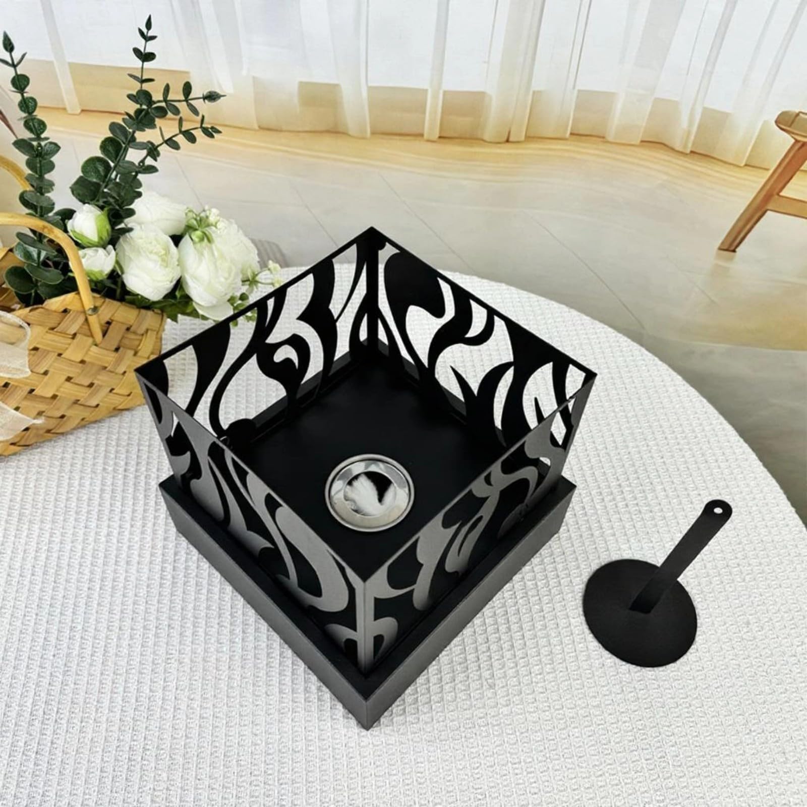 Calentador De Alcoholes Que Quema Llamas Diseño Compacto Metal Aparato Calefacción Interior Eficiente para Decoración para Sala Estar Estufa Alcoholes Moderna