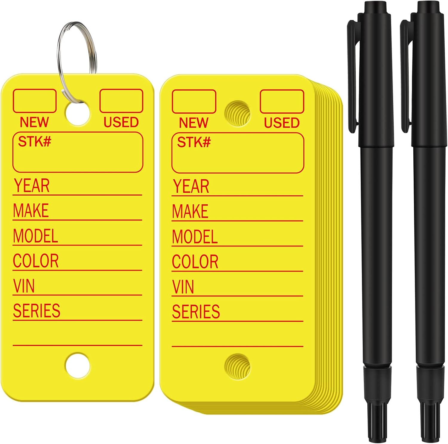 Hotop 200 Pcs Yellow Poly Key Tags with 200 Keychain Rings