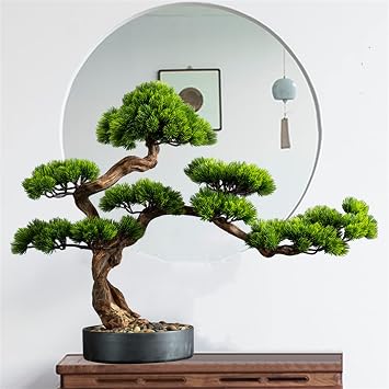 Welcome Pine Bonsai Home Decoration Chinese Style Desk Artificial Bonsai Plant Decoration Indoor Suitable for Living Room Hallway Offices