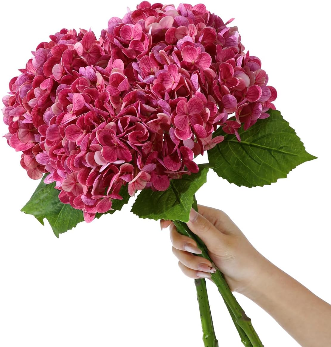 4Pcs Large Hydrangea Artificial Flowers 21 inches Latex Faux Hydrangeas Fake Flower Bouquets for Home Decor Party Floral Arrangements Wedding Centerpieces