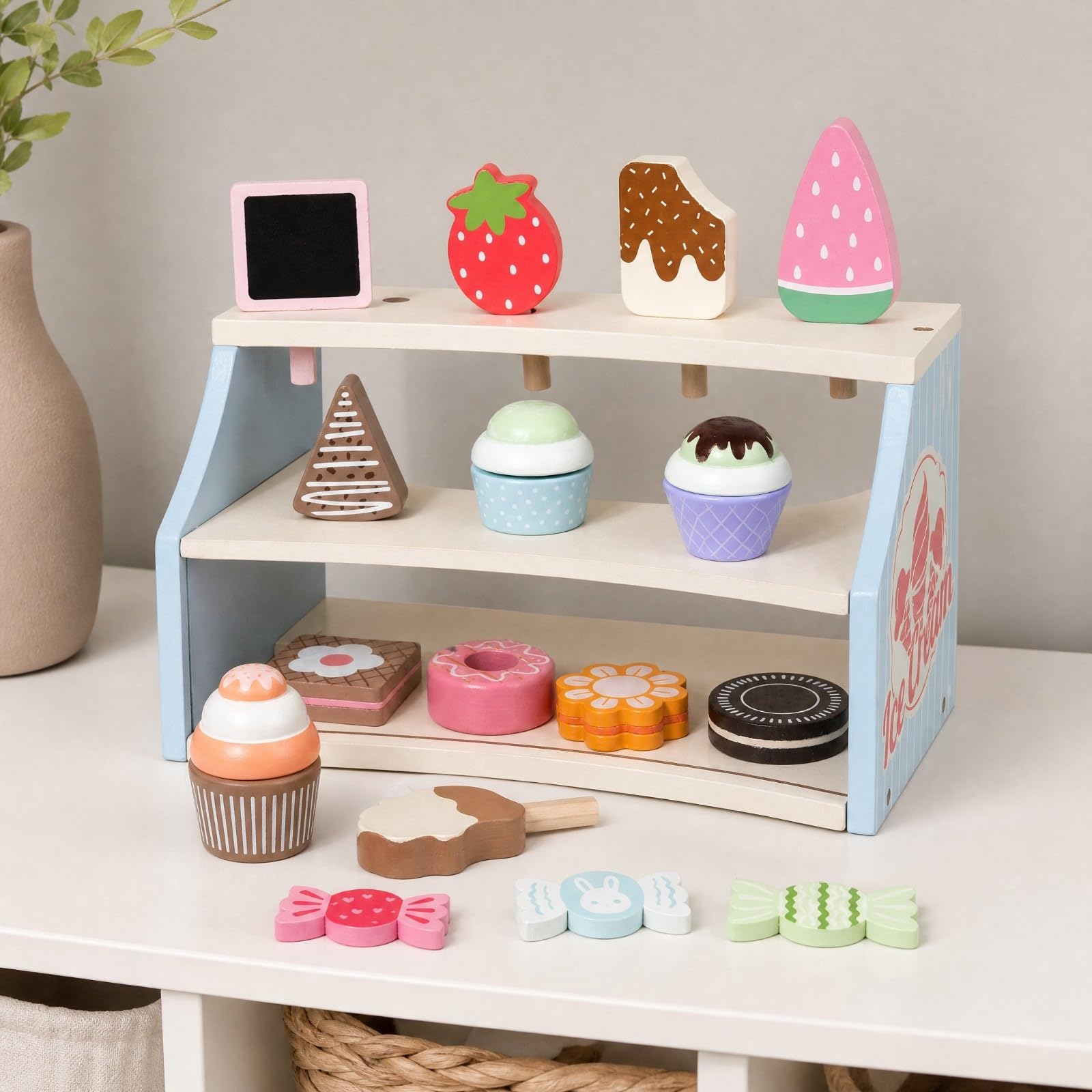 Negozio di Gelati Giocattolo con Accessori Autoportante Stand di Gelato Giocattolo Immaginativo Set da Gioco per Scuola Dell'infanzia