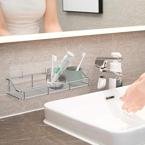 Miniatura 2 de Estante adhesivo para baño, organizador de ducha, estante de especias de cocina, montado en la pared, sin perforaciones, SUS304, acero inoxidable