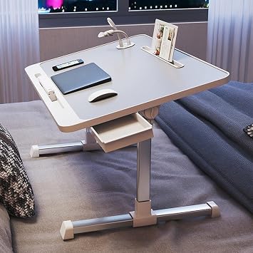 McStorey Premium Katlanabilir Laptop Masası, LED Aydınlatmalı USB Fanlı Dizüstü Bilgisayar Sehpası, Yükseklik ve Açı Ayarlı, Tablet ve Kitap Standlı, Çekmeceli 60x40 cm Gri