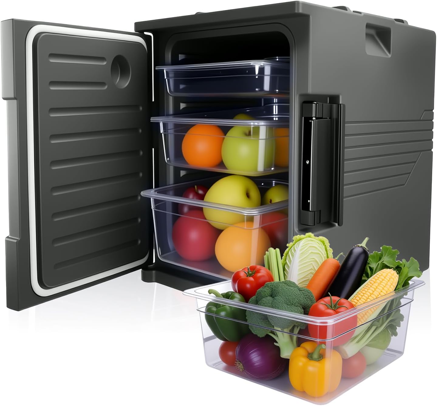 95QT Insulated Hot Box for Food, Commercial Food Warmer Stackable Design, Holds 6 Pans, 6-Hour Heat Retention for Catering, Buffet, Party & Outdoor