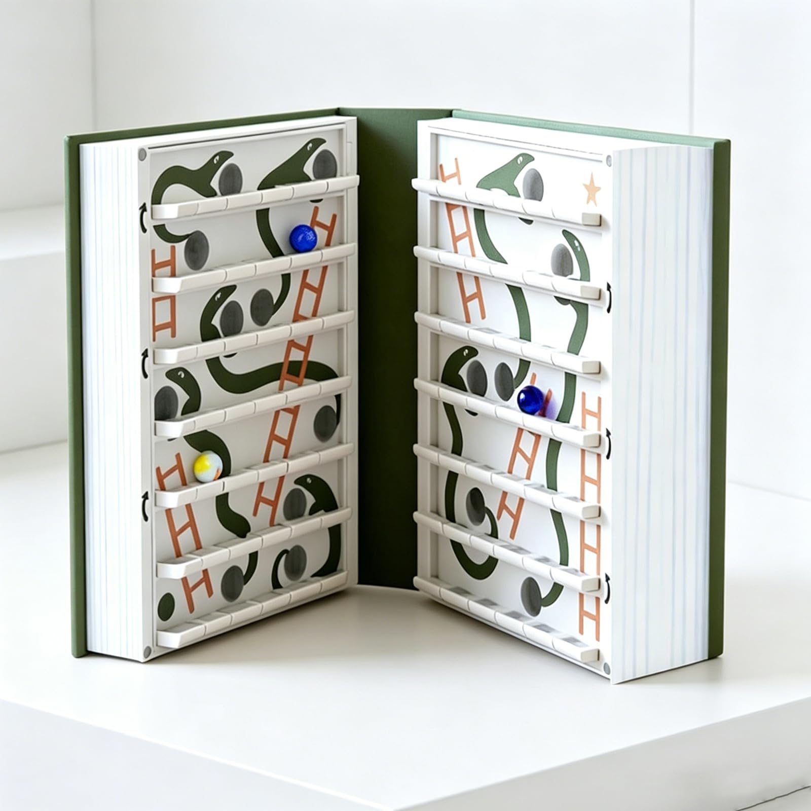 HTU ABS Snakes and Ladders Book Board Games, Travel-Friendly Folding Design Educational Board Game for Men Women Boys Girls Fun Essentials Gifts-1pcs
