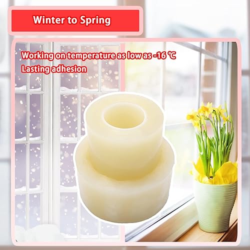 Miniatura 7 de Birllaid Cinta de sellado transparente para ventanas, 2 pulgadas x 23 yardas, cinta de sellado de aislamiento de CA para ventanas, sin residuos,