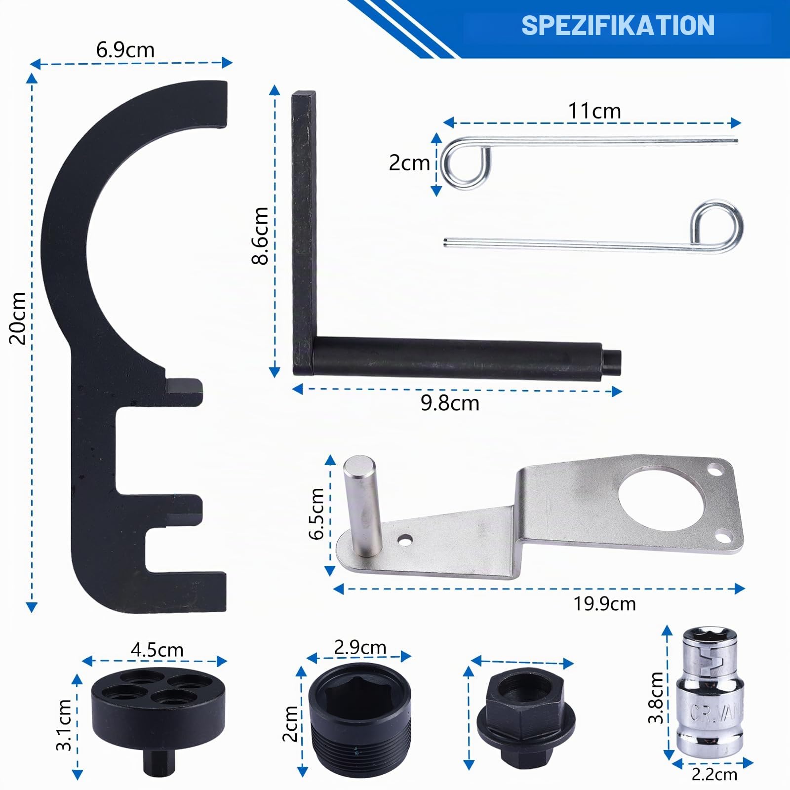 FreeTec 9tlg Steuerkette Werkzeug, Absteckwerkzeug Steuerkette Arretierwerkzeug Steuerkette, Motor Einstellwerkzeug Nockenwellen Kurbelwelle Werkzeug Set für BMW N47 N57