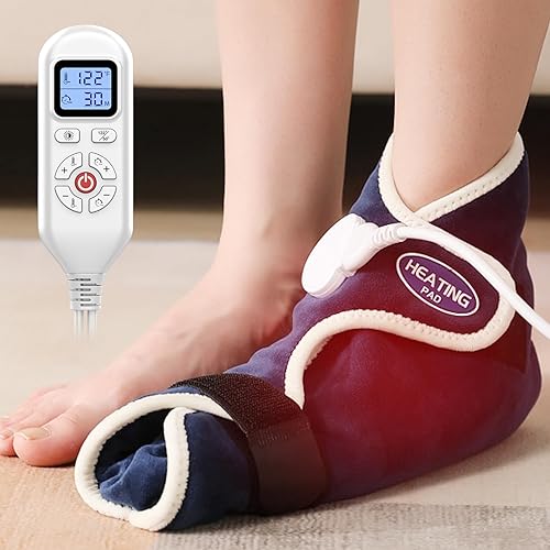 CAMECO Tobilleras eléctricas con calefacción para tendinitis de Aquiles y fascitis plantar, almohadilla térmica para aliviar el dolor de pies,