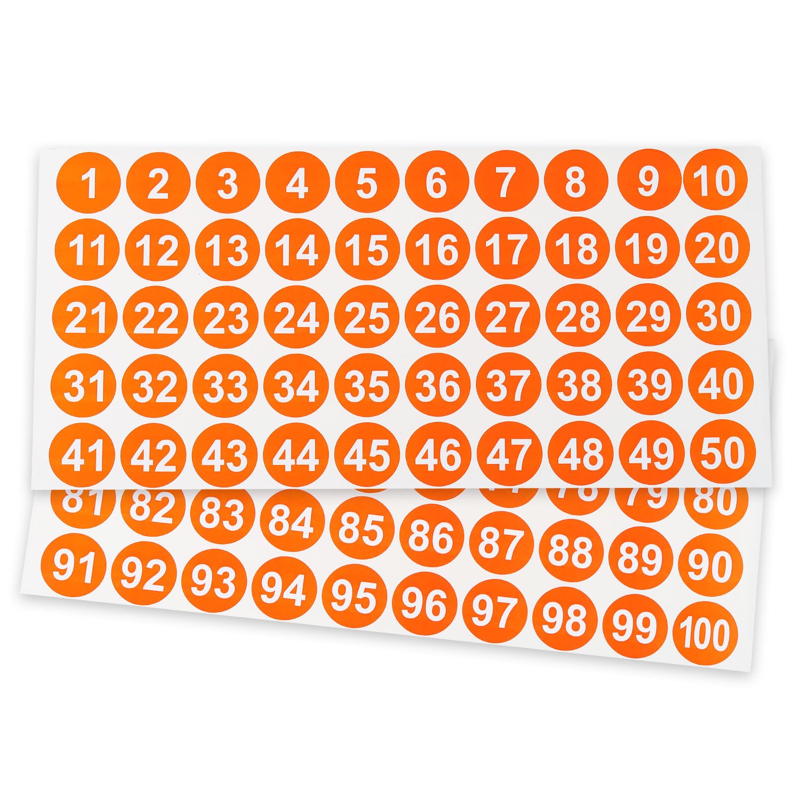 PATIKIL 1 Inch Consecutive Number Stickers, 1 Set 1 to 100 Waterproof Self-Adhesive Decal for Inventory, Storage Organization, Boxes, Bins, Toolbox, Lockers, Orange