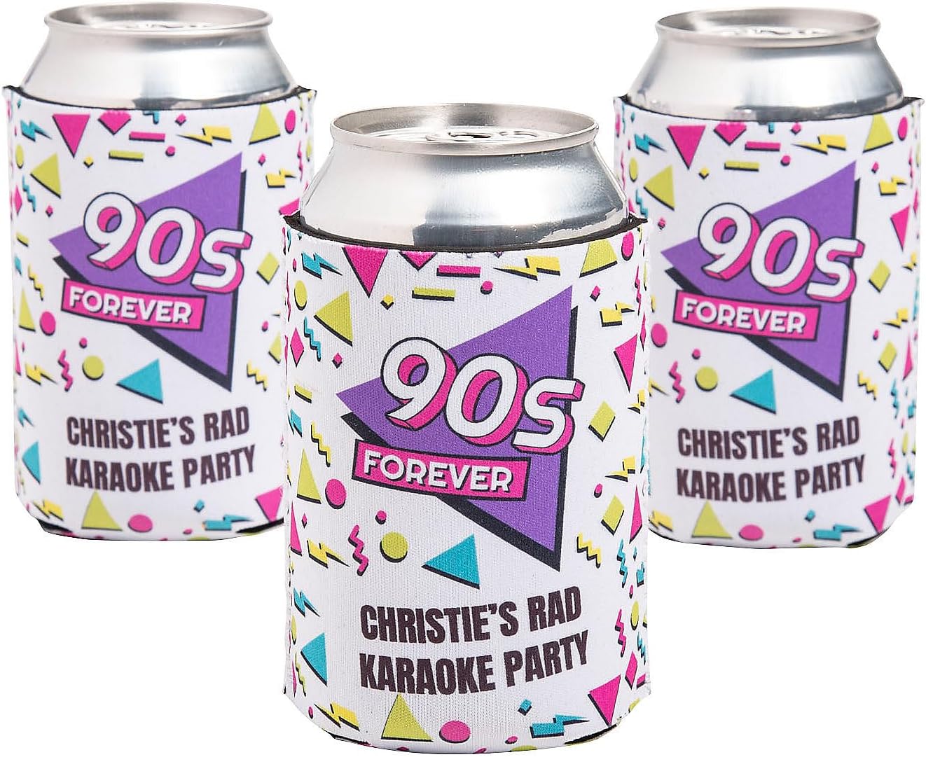 Personalized 90s Party Premium Can Coolers - 12 Pieces